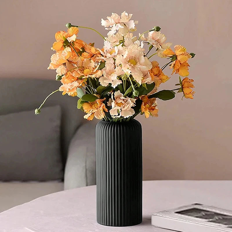 Ribbed Black Vase