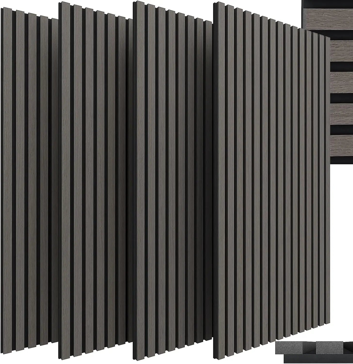 Acoustic Panels Wood 120 x 60 x 2.1cm Set of 4, 3D Wall Panels, Wood Look - Sound-absorbing Wall Covering, Acoustic Panels