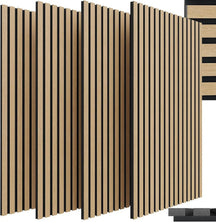 Acoustic Panels Wood 120 x 60 x 2.1cm Set of 4, 3D Wall Panels, Wood Look - Sound-absorbing Wall Covering, Acoustic Panels