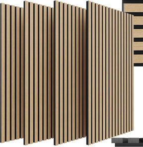 Acoustic Panels Wood 120 x 60 x 2.1cm Set of 4, 3D Wall Panels, Wood Look - Sound-absorbing Wall Covering, Acoustic Panels