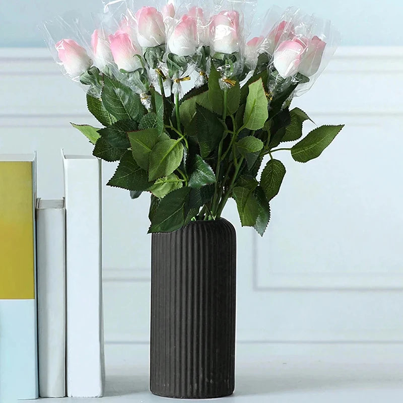 Ribbed Black Vase
