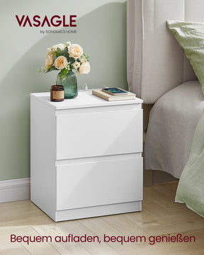 VASAGLE bedside table with sockets bar, set of 2, side table table, 2 drawers, 2 AC sockets, 1 USB-A ports