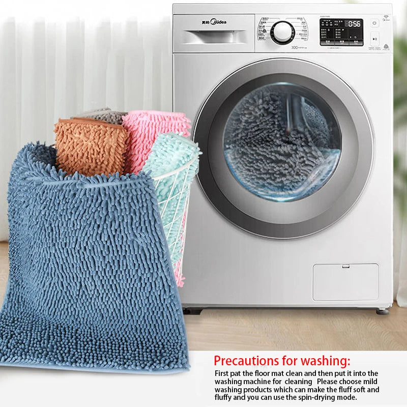 Chenille-Badezimmerteppich, rutschfeste Badematte, weich und komfortabel, flauschig, Wohnzimmer, Tür, Badezimmer, saugfähige Fußmatte