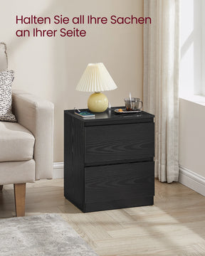 VASAGLE bedside table with sockets bar, set of 2, side table table, 2 drawers, 2 AC sockets, 1 USB-A ports