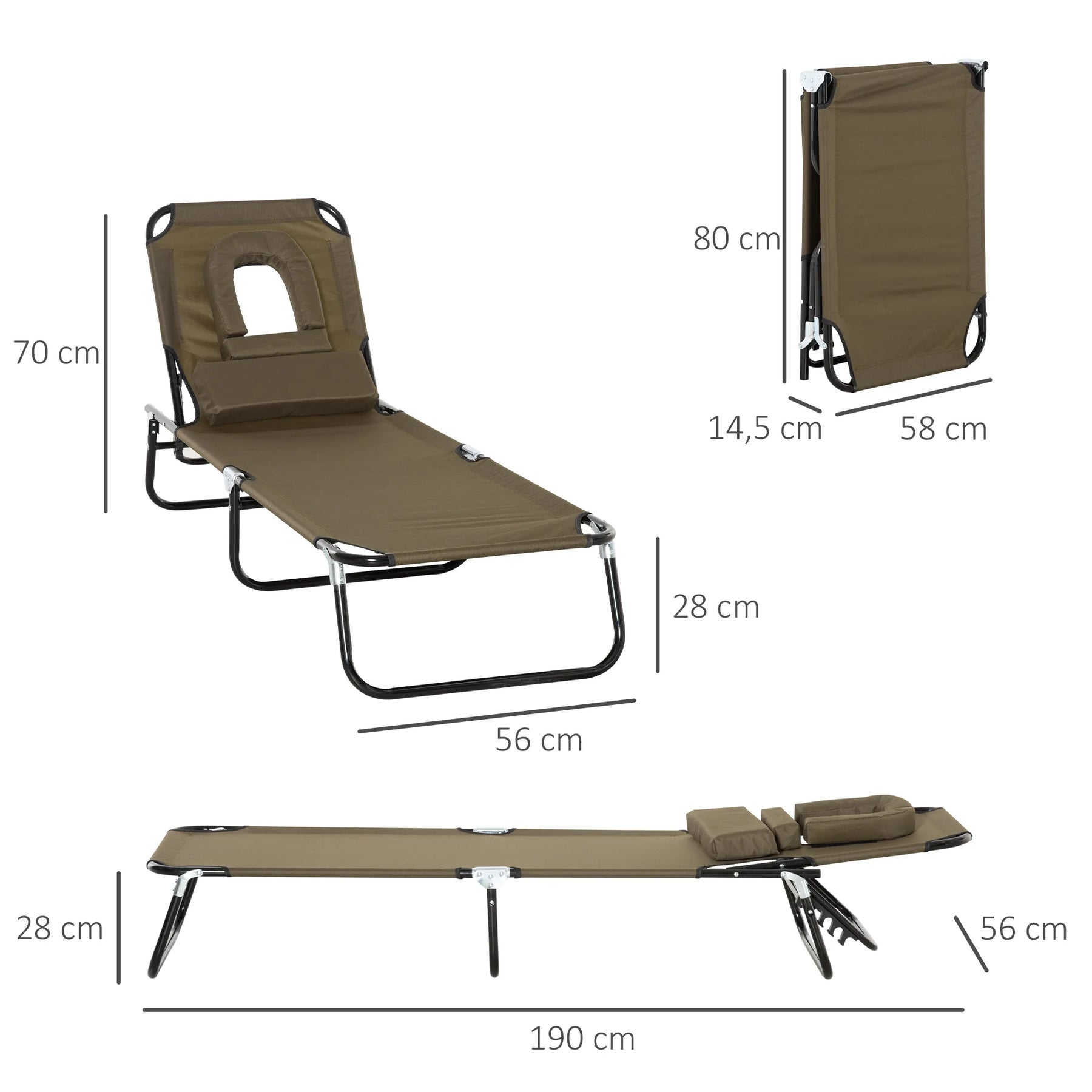 Foldable Sun Lounger with Cushion