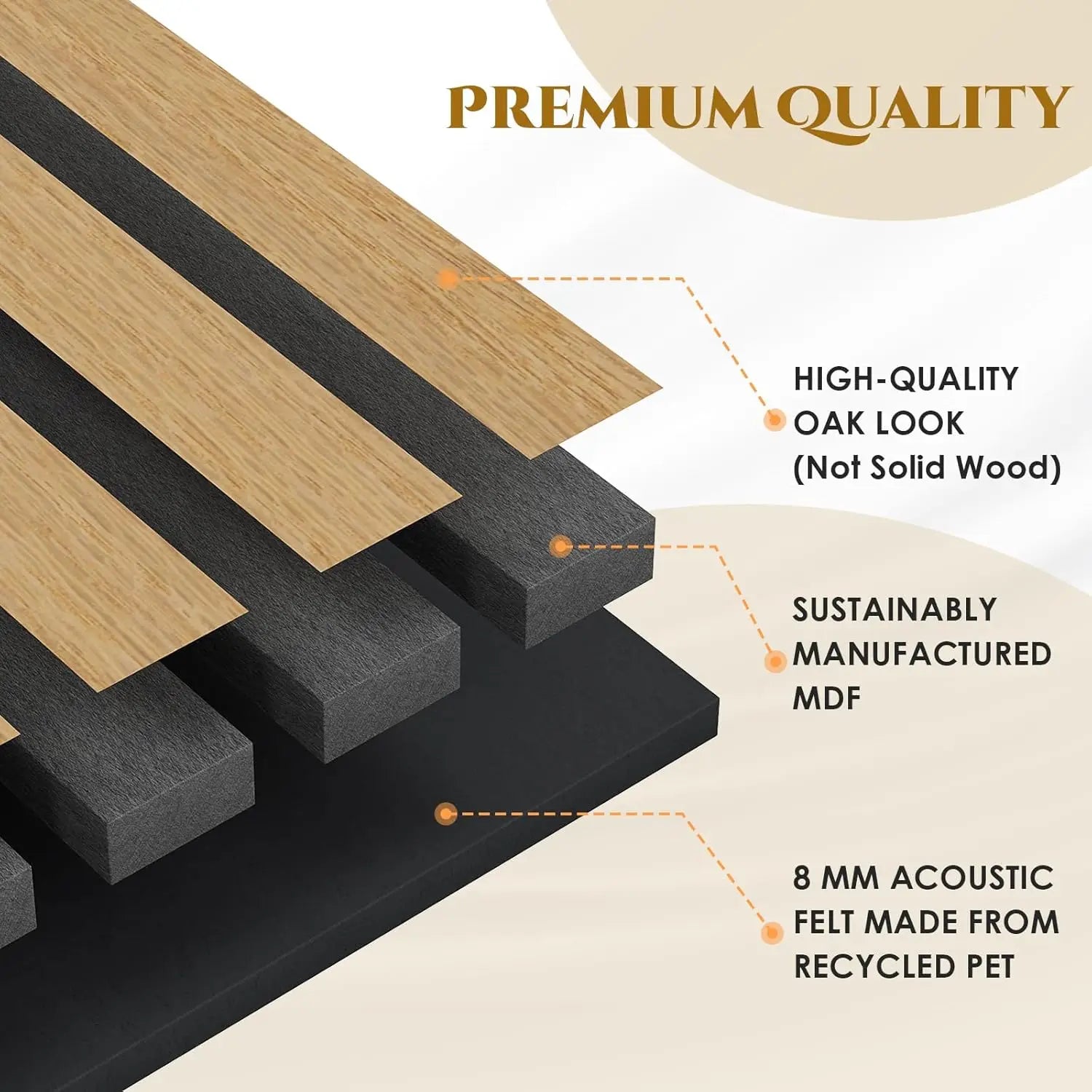 Acoustic Panels Wood 120 x 60 x 2.1cm Set of 4, 3D Wall Panels, Wood Look - Sound-absorbing Wall Covering, Acoustic Panels