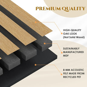 Acoustic Panels Wood 120 x 60 x 2.1cm Set of 4, 3D Wall Panels, Wood Look - Sound-absorbing Wall Covering, Acoustic Panels