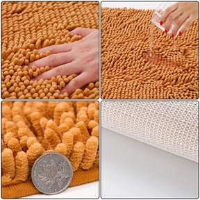 Chenille-Badezimmerteppich, rutschfeste Badematte, weich und komfortabel, flauschig, Wohnzimmer, Tür, Badezimmer, saugfähige Fußmatte