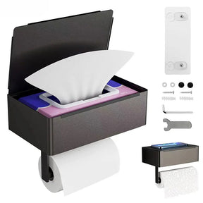 Wall-Mounted Toilet Paper Holder with Storage